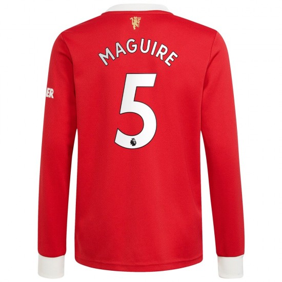 Camisola Manchester United Harry Maguire 5 Equipamento Primeiro 2021-2022 Manga Comprida